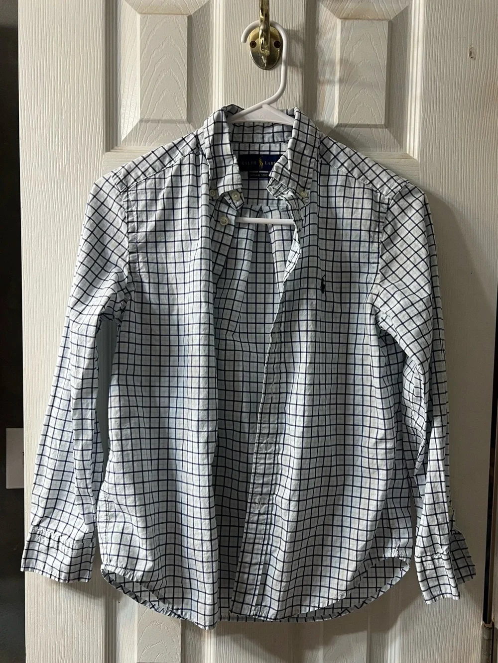 Ralph Lauren Boys Large 10/12 Blue Check Button-Down Shirt